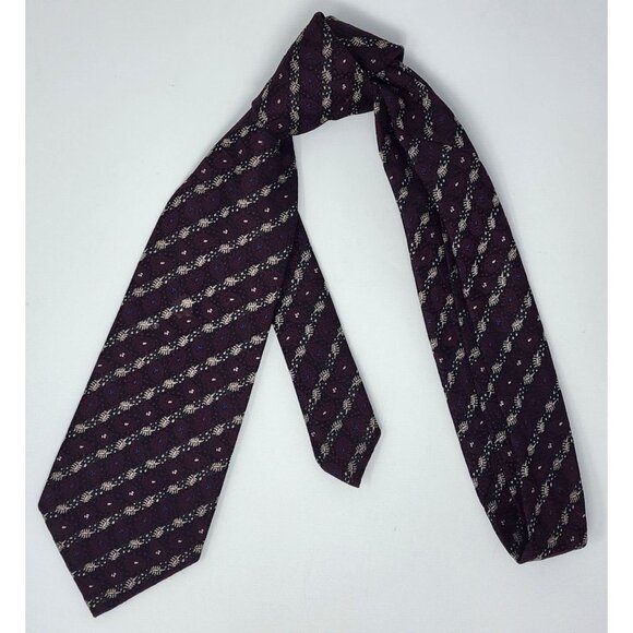 Paco Rabanne Necktie Tie Stripe Maroon Black Blue 3" Wide 55" Long - Picture 2 of 5